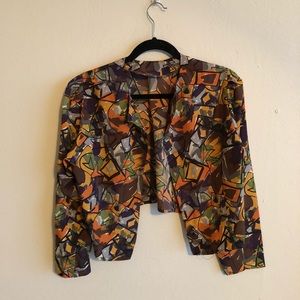 Crop long sleeve jacket with buttons